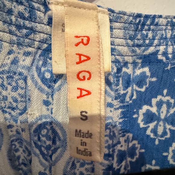 Anthropologie Raga blue white Cloud Nine boho prairie cottage Greek maxi dress - Picture 9 of 10